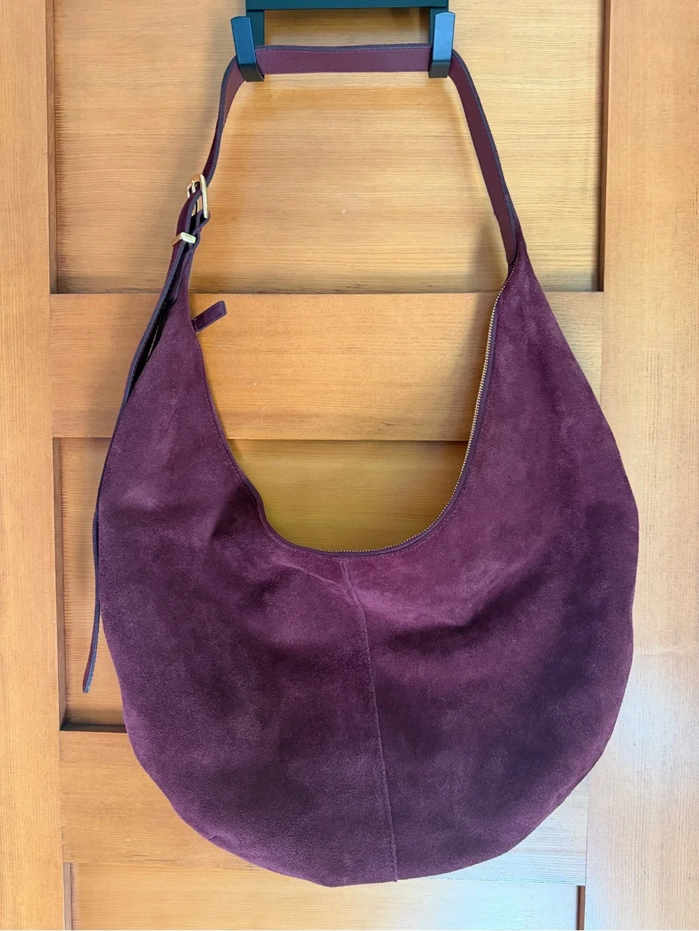 Madewell Essential Curve Shoulder Bag Suede Deep Merlot EUC
